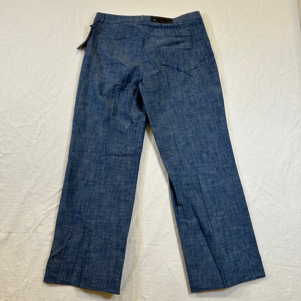 Women's Banana Republic Blake Wide Leg Pants Blue Linen Blend Mid Rise Sz 6 NWT - Picture 3 of 11